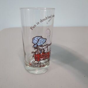 Vintage Glass Holly Hobbie "Fun Is Doubled When You Share It" from 1978